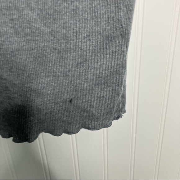 Free People Top Large Gray Lace Short Sleeve Ribbed Margaux Sweetheart Tee - Picture 3 of 8